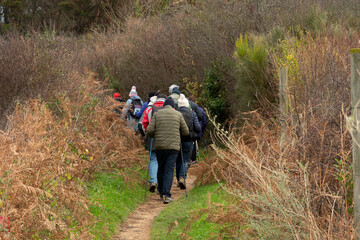 Randonneurs seniors sur la côte bretonne - France