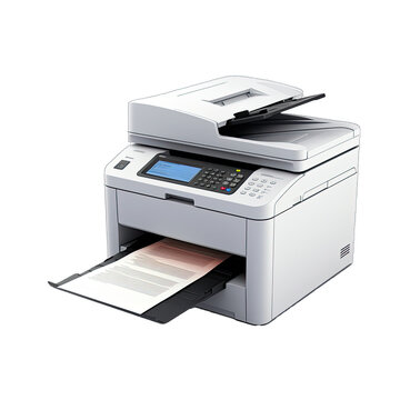 Printer Printing Document - Office and Productivity. Isolated on a Transparent Background. Cutout PNG.