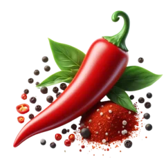 Foto op Canvas Red hot chili pepper isolated on white background © Goodhim