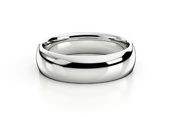 Catalogue photo closeup of a wedding ring made out of white gold on a white background