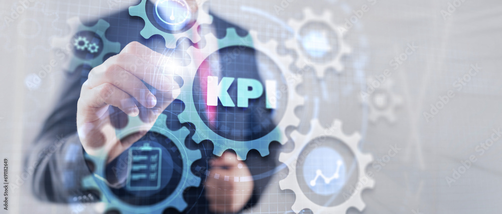 Poster kpi. key performance indicator. business technology internet and network concept. background data ce