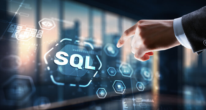 SQL Structured Query Language. Technology concept. Icon virtual screen