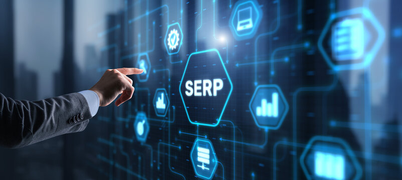 SERP. Search Engine Results Page. Search terms concept