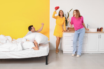 Couple cannot sleep because of loud neighbours at home