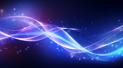 Glowing Dynamic Wave Banner: Abstract Blue, Navy, and Purple Motion Illustration.