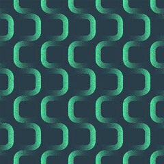 Turquoise Rounded Squares Grid Seamless Pattern Trend Vector Abstract Background. Modern Geometric Design Abstraction For Textile Print Repetitive Dot Work Wallpaper. Half Tone Modern Art Illustration