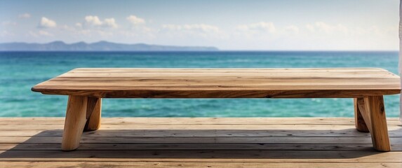 Wooden Table with Sea View to Display Your Products