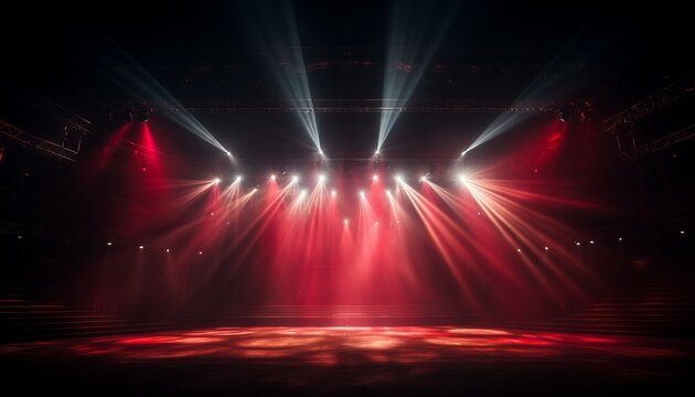Vibrant red spot light adding a dramatic touch to the stage performance, captivating the audience