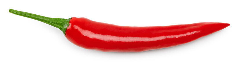 red hot chili pepper isolated on white background. macro. clipping path