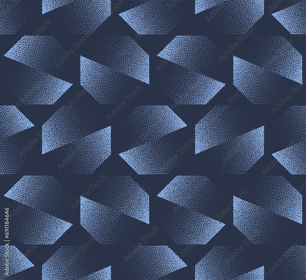 Aufkleber split octagons blue seamless pattern trendy vector dotted abstract background. striking design graph