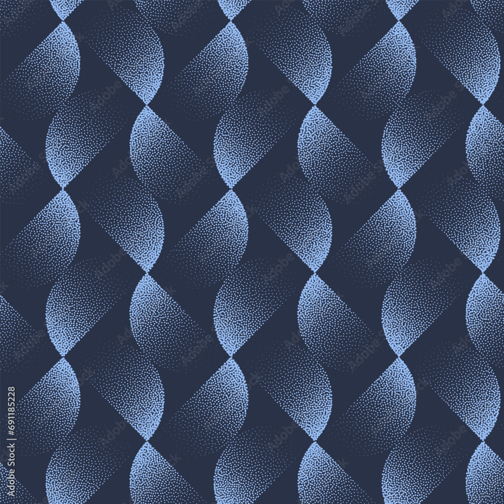 Aufkleber tilted blue semi circles seamless pattern trend vector dotted abstract background. angled structure 