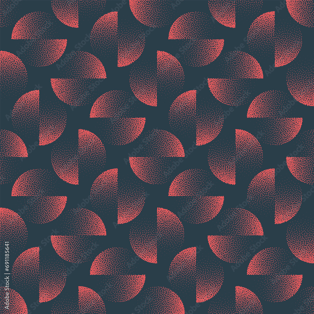 Poster split circles in pale red hues seamless pattern trend vector abstract background. mod graphic art fa