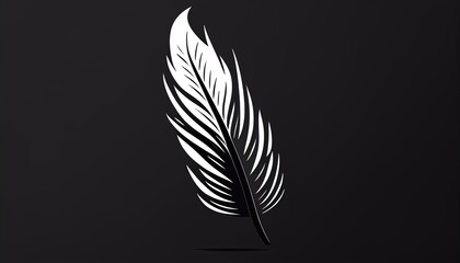 An elegant logo featuring a flat vector feather, symbolizing lightness and creativity in a minimalist style.