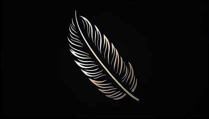 An elegant logo featuring a flat vector feather, symbolizing lightness and creativity in a minimalist style.
