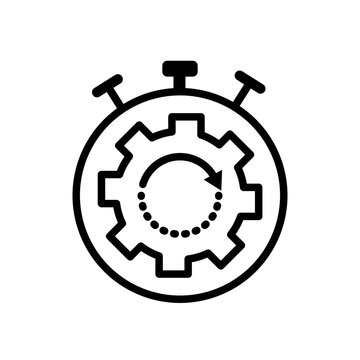 Fast Processing icon. work Operation efficiency and tight deadline schedule to optimize process or time reduction vector symbol. fast processing cog wheel gear line logo sign