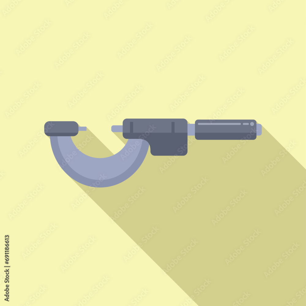Poster digital micrometer tool icon flat vector. vernier scale. millimeter object