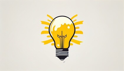 An innovative logo design with a flat vector lightbulb, conveying creativity and bright ideas in a minimalist form.