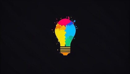 An innovative logo with negative space creating a hidden lightbulb, symbolizing creativity and bright ideas.