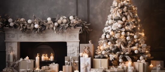 decorated Christmas tree in the house