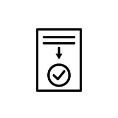Procedure icon. legal regulatory or advisory test report with approval logo symbol. verification procedure or instruction with regulation and condition vector sign. Policy compliant standard procedure