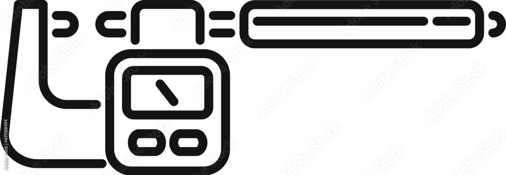 Poster digital micrometer ruler icon outline vector. laboratory tool. micro gauge build