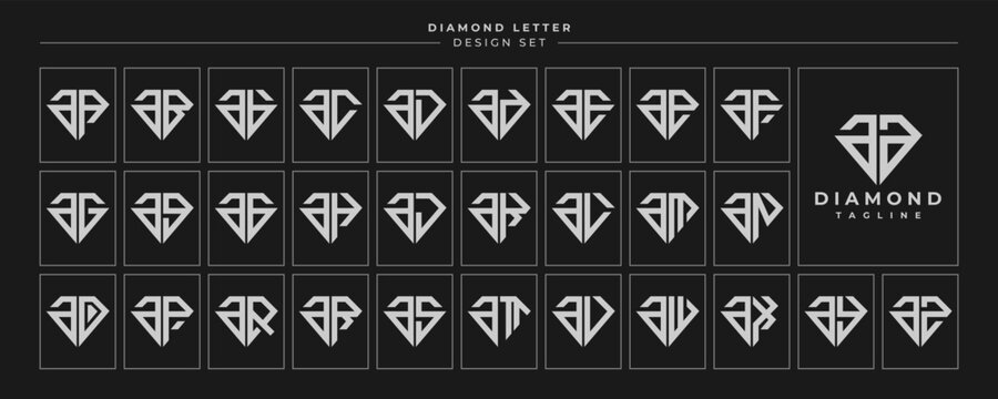 Set of luxury diamond crystal lowercase letter A AA logo design