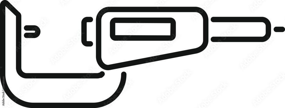 Poster plastic digital micrometer icon outline vector. scale precise machine. device tool