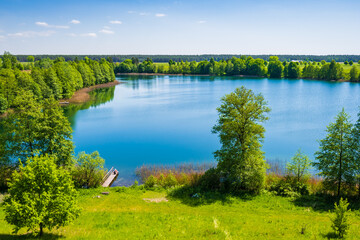 View of Mulaczysko lake from observation tower in Kruszniki, Wigry National Park, Podlasie, Poland