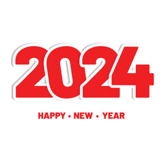 Happy new year 2024 card holiday with white background