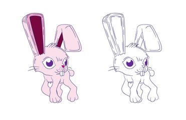 cute animal illustration for book drawing page