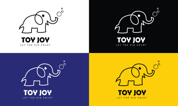 Elephant Logo, Toy Logo, Baby Elephant Logo, Cute Logo, Toy Joy Logo, Cartoon Logo, Minimalist Logo, Clean Logo, Bubble Logo, Kids Logo, Kids Theme Logo, Elephant