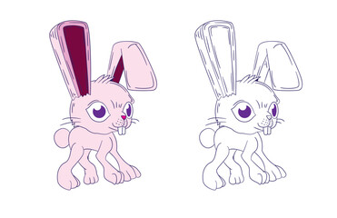 cute animal illustration for book drawing page