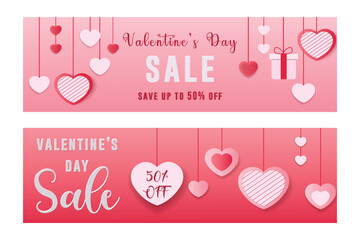 Vector valentines upto discount sale banners collection for social media post happy valentines day