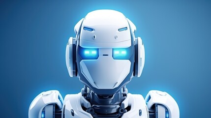 Obraz na płótnie Canvas 3d render Cyborg robot future scientific technologies on blue background