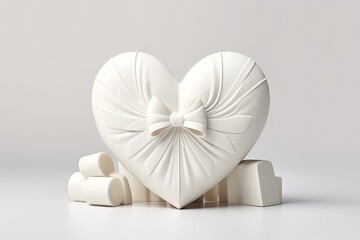 White chocolate in the shape of a heart - obrazy, fototapety, plakaty