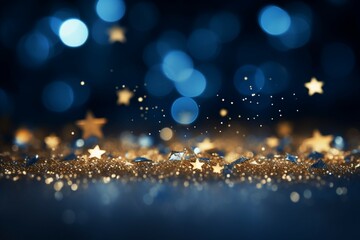 Fototapeta na wymiar Christmas magic A background illuminated by radiant blue stars evoking holiday enchantment