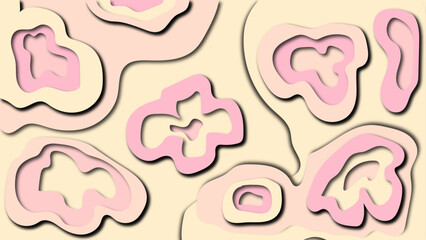 seamless background with pink hearts. Paper Cut. 3D abstract paper art style, design layout for business presentations, flyers, posters, prints, decoration, cards