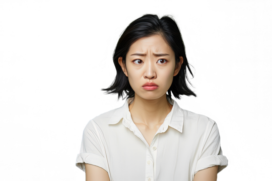 Close up of a worried chinese woman