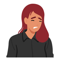 Woman Wears An Upset Expression. Her Downturned Lips Reveal Inner Turmoil, Reflecting The Emotional Turbulence