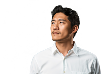 Close up of a thoughtful chinese man