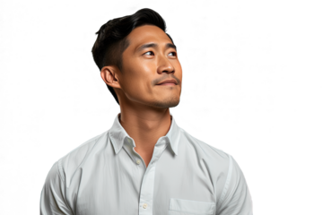 Close up of a thoughtful chinese man