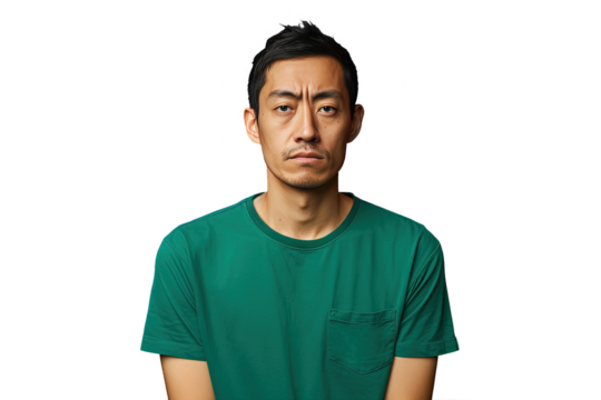 Close up of a worried chinese man