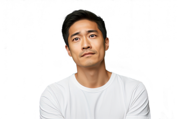 Close up of a worried chinese man