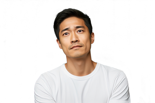 Close up of a worried chinese man