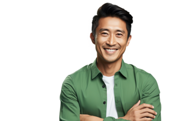 Close up of a satisfied chinese man