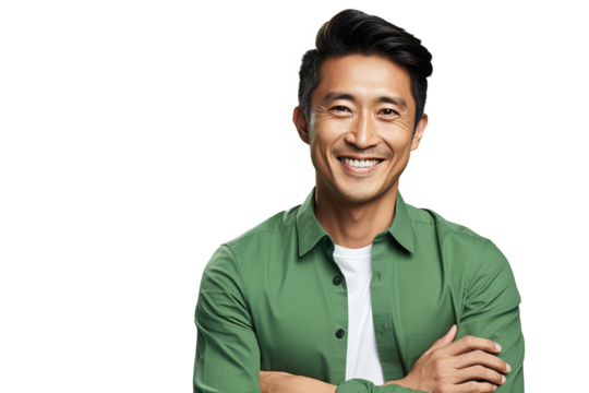 Close up of a satisfied chinese man