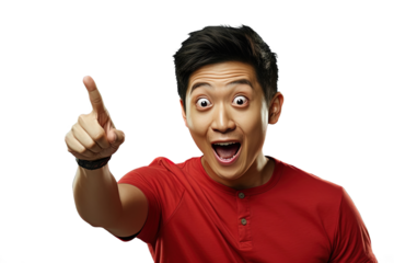 Close up of a chinese man pointing with his finger