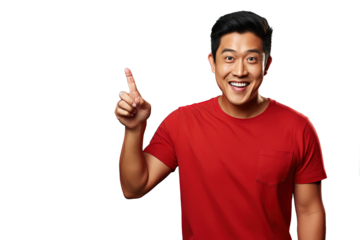 Close up of a chinese man pointing with his finger