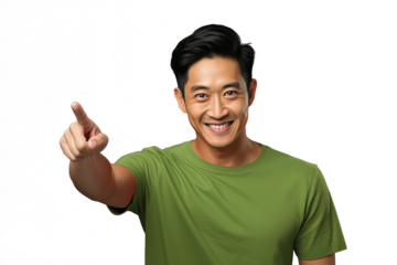 Close up of a chinese man pointing with his finger