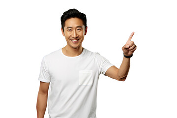 Fototapeta premium Close up of a chinese man pointing with his finger